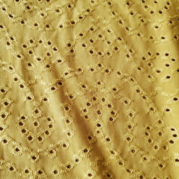 W5 NWT Mustard Yellow Blouse Puff Ruch Sleeve Small Texture Cut Out XL - Picture 5 of 11